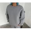 Kışlık Bisiklet Yaka Üç İplik Basic Sweatshirt - Gri