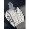 Uzun Kol Kapşonlu Baskılı Sweatshirt - Beyaz