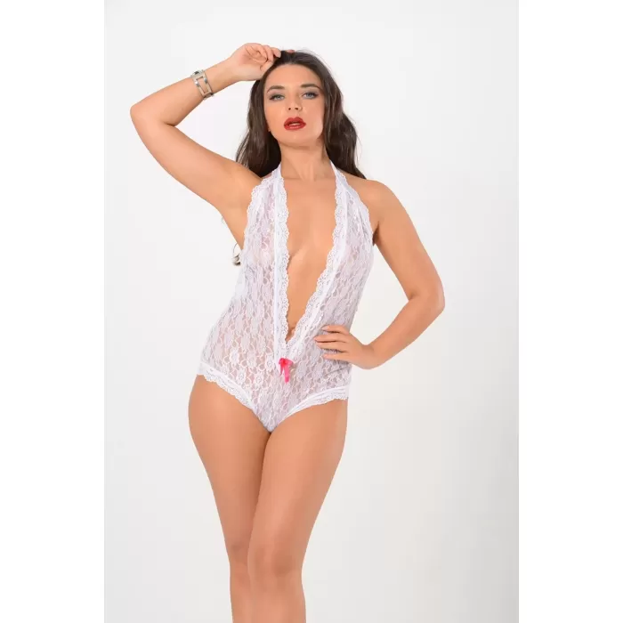 Beyaz Dantel Bodysuit - 924