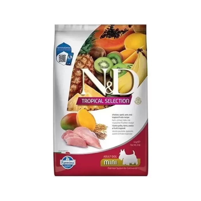 ND Tropical Selection Tavuklu ve Tropical Meyveli Mini Irk Yetişkin Köpek Maması 5 Kg