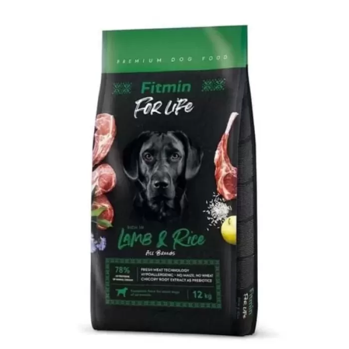 Fitmin For Life Tüm Irklar için Kuzu Etli ve Pirinçli Yetişkin Köpek Maması 12 Kg