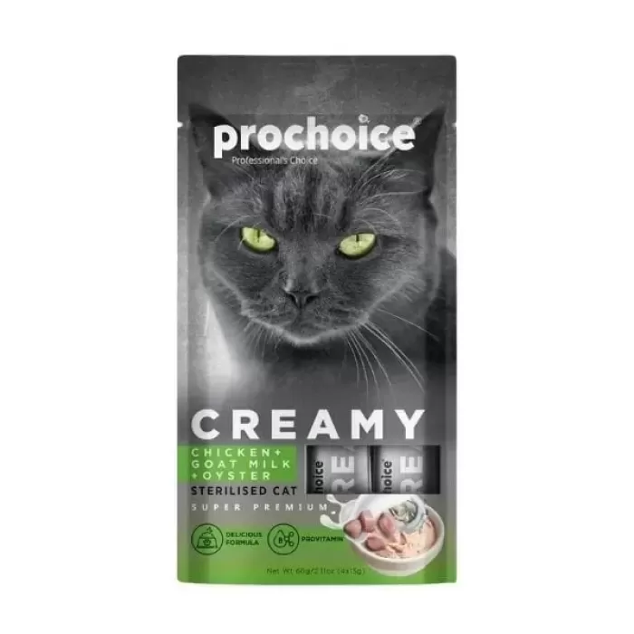 Prochoice Creamy Tavuklu ve İstiridyeli Sıvı Kedi Ödül Maması 15 Gr 4 Adet