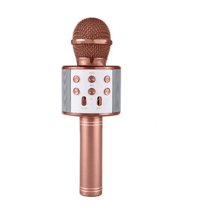 Karaoke Mikrofonlu Hoparlör - Şarjlı -Bluetooth Rose Gold (4434)