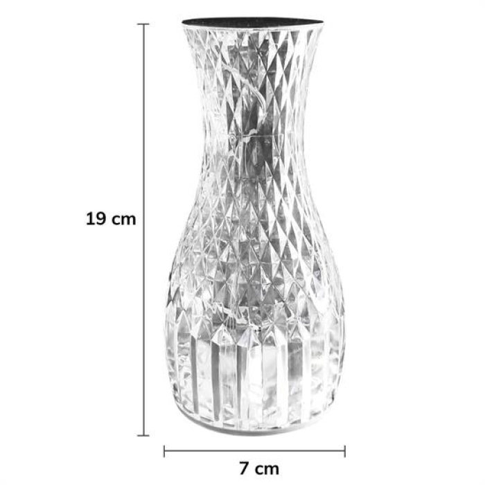 Sürahi Model USB Şarjlı Kumandalı 16 Farklı Işık Modlu Masa Üstü Kristal Akrilik Lamba Led (4434)