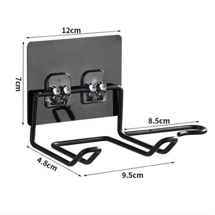 Fön Makine Askısı Siyah Yapışkanlı Fön Makine Tutucu (4434)