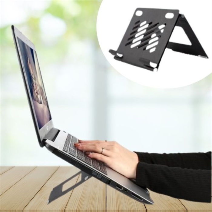 Ayarlanabilir Metal Dizüstü Destek Tabanı Katlanabilir Taşınabilir Laptop Sehpası Standı (4434)