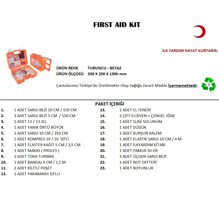 Büyük Boy İlk Yardım Seti First Aid Kit (4434)