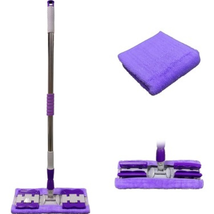 Sihirli Spin Mop Teleskopik Çok Amaçlı Mop +1 Bez Hediyeli - Mor (4434)