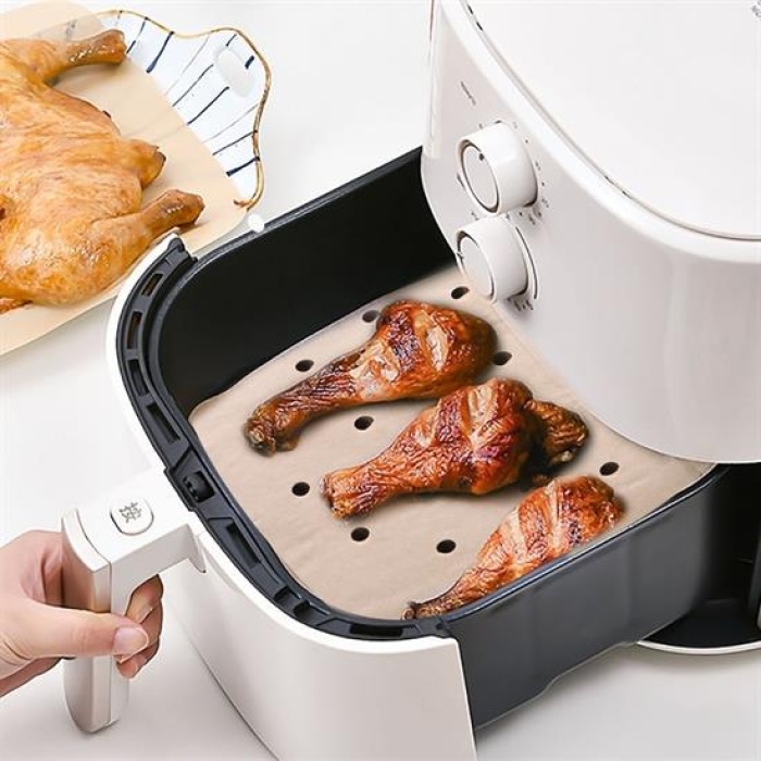 200 Adet Air Fryer Pişirme Kağıdı Tek Kullanımlık Pişirme Kağıdı Delikli Kare Model (4434)