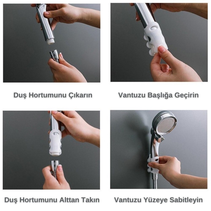 Banyo Duş Başlığı Tutucu Silikon Güçlü Vantuz Vakum Aparatı (4434)