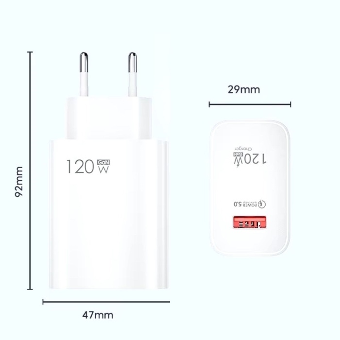 120W USB Hızlı Type C Uçlu Kablolu Şarj Aleti (4434)