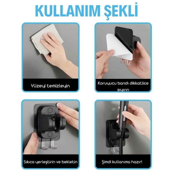 Kendiliğinden Güçlü Yapışkanlı Askılı Duş Başlık Tutucu (4434)