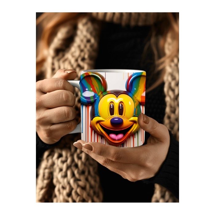 Mickey Mouse Baskılı 3D Tasarım Seramik Kupa Mug - Hediyelik Kupa Bardak