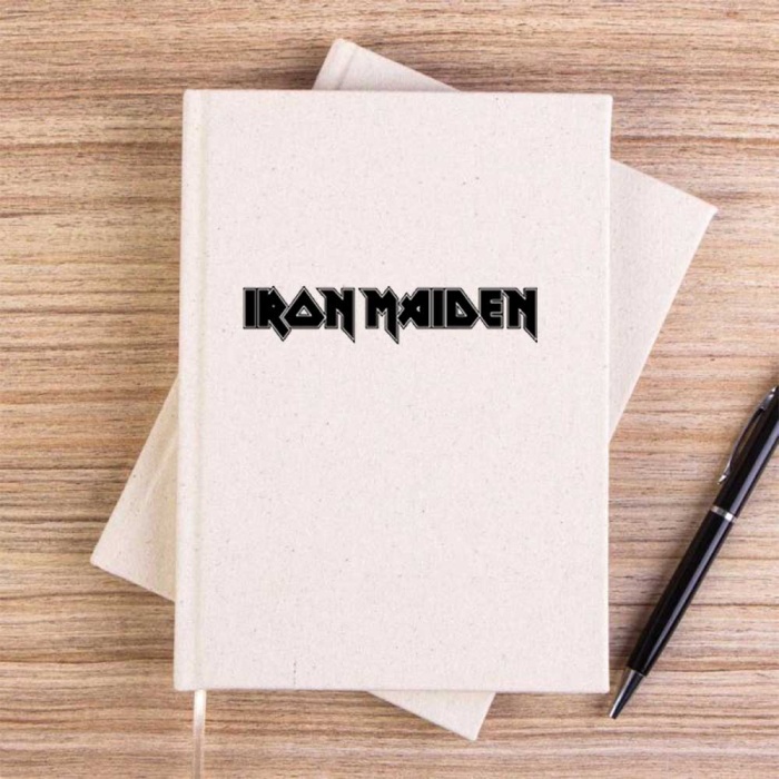 Iron Maiden Black Text Çizgisiz Kanvas Defter