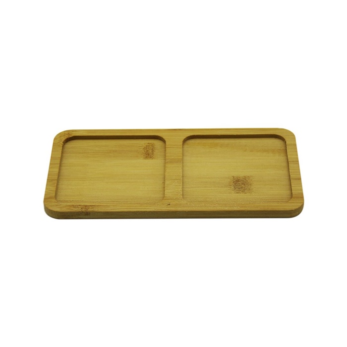 DİKDÖRTGEN - 2 BÖLMELİ - 10X19.5CM  AHŞAP BAMBU YAĞDANLIK ALTLIK (4434)