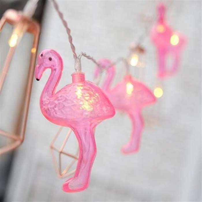 10&amp;apos;lu Pilli Led Flamingo Dekoratif Işık Zinciri Aydınlatma 1,5 Mt (4434)