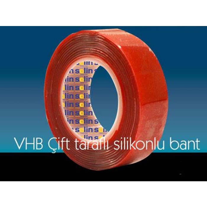 Çift Taraflı Akrilik Silikonize Bant 18 mm x 2 metre Kırmızı VHB (290290)