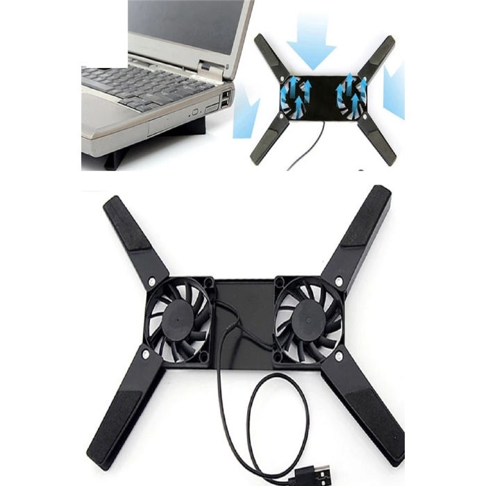 2 Fanlı Notebook Soğutucu Portatif Katlanabilir Laptop Soğutucu Fan Usbli Stand Bilgisayar Fanı (290290)