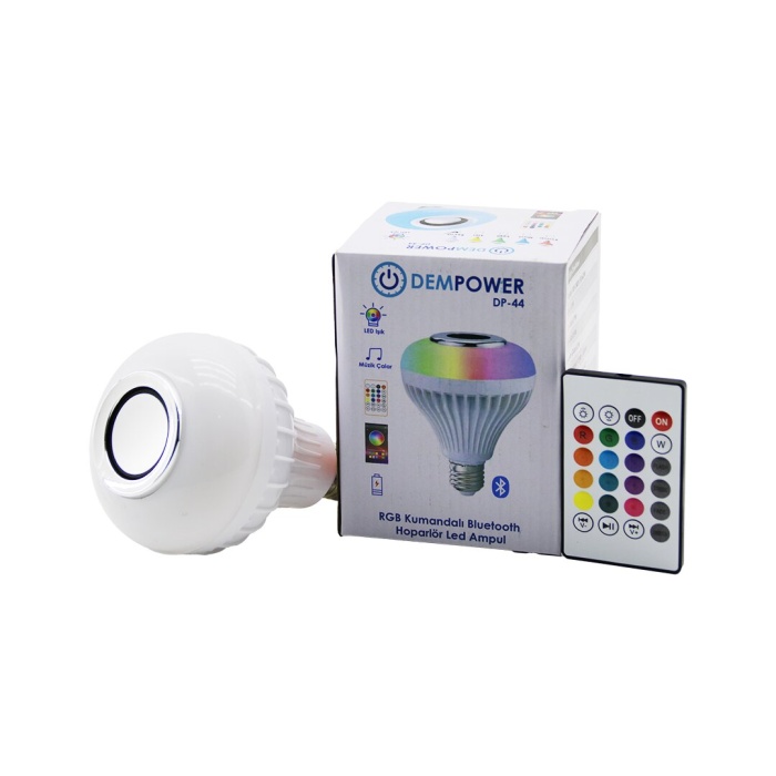 2IN1-KUMANDALI RGB LED AMPUL - BLUETOOTH HOPARLÖR MÜZİK ÇALAR LED-7W - HOPARLÖR-3W (4434)