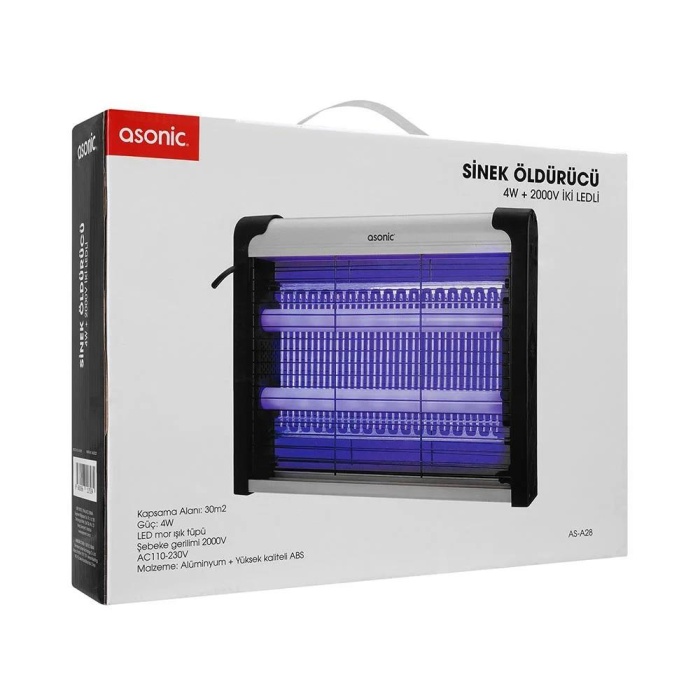 Asonic Siyah 4 Watt + 2000 Volt İki Ledli Sinek Öldürücü AS-A28 (290290)