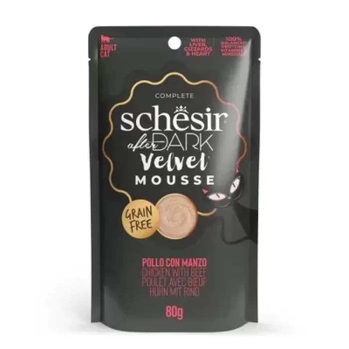 Schesir After Dark Velvet Mousse Tavuklu ve Sığır Etli Yetişkin Kedi Yaş Maması 80 Gr