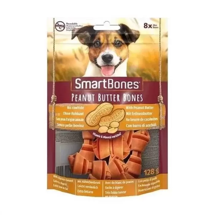 Smart Bones Tavuklu Fıstık Ezmeli Düğüm Kemik Köpek Ödül Maması S 8 Li 128 Gr