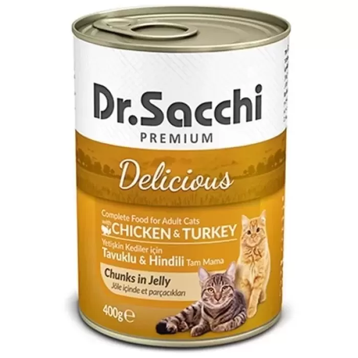 Dr.Sacchi Tavuk ve Hindili Yetişkin Konserve Kedi Maması 400 Gr