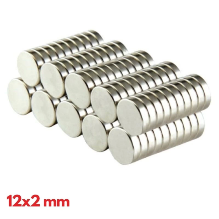 N35 12X2 Mm Neodyum Mıknatıs 20 Adet, Yuvarlak, Nikel Kaplamalı Kaliteli Ve Dayanıklı Ürün