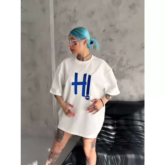 Unisex Nakış İşlemeli T-Shirt - Beyaz