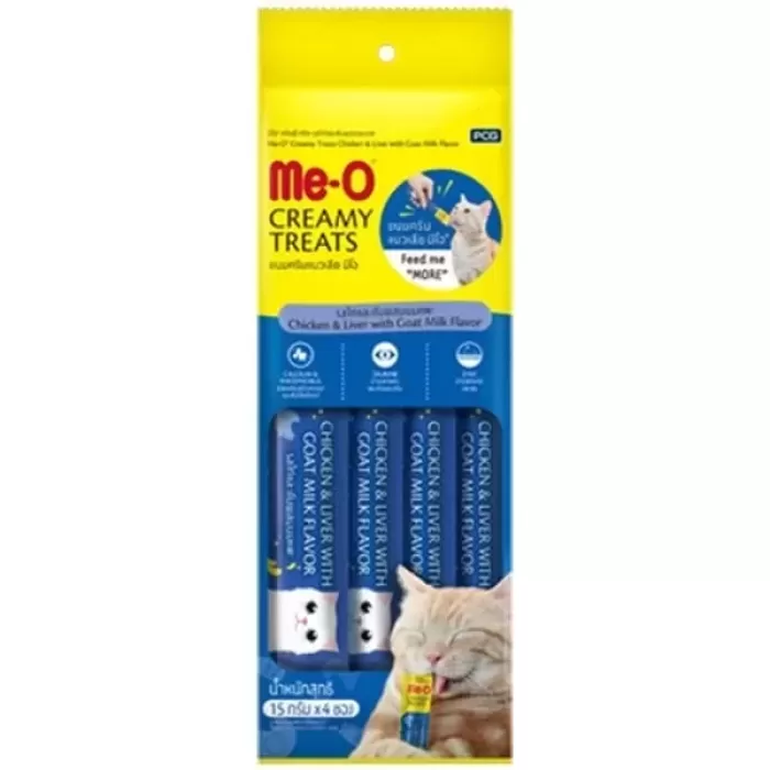 Meo Creamy Tavuk ve Ciğerli Keçi Sütlü Kedi Ödül Maması 4x15 Gr