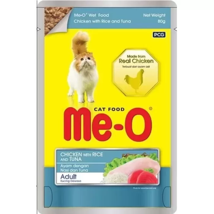 Meo Tavuk Pirinç ve Ton Balıklı Yetişkin Konserve Kedi Maması 80 Gr