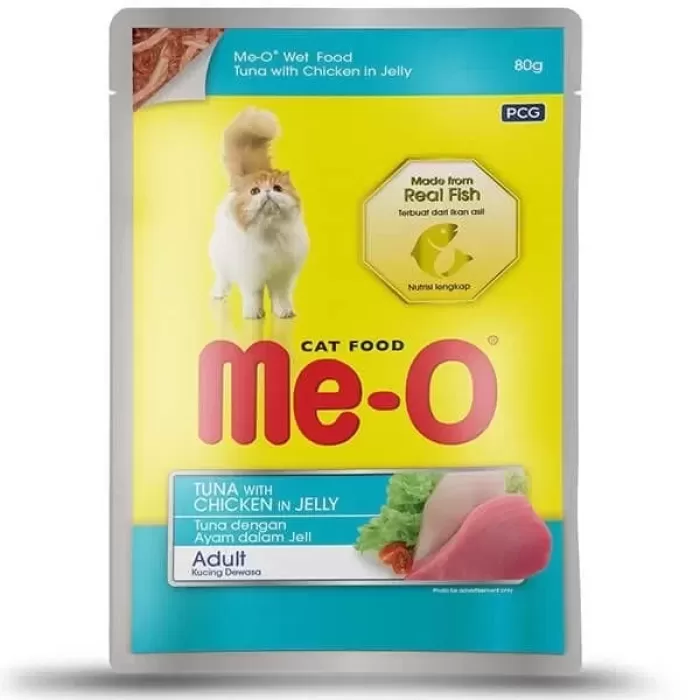 Meo Adult Jöle Tavuk ve Ton Balıklı Yetişkin Konserve Kedi Maması 80 Gr