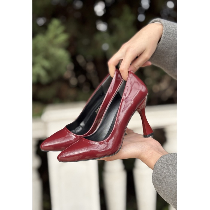 Bordo Rugan Stiletto Ayakkabı