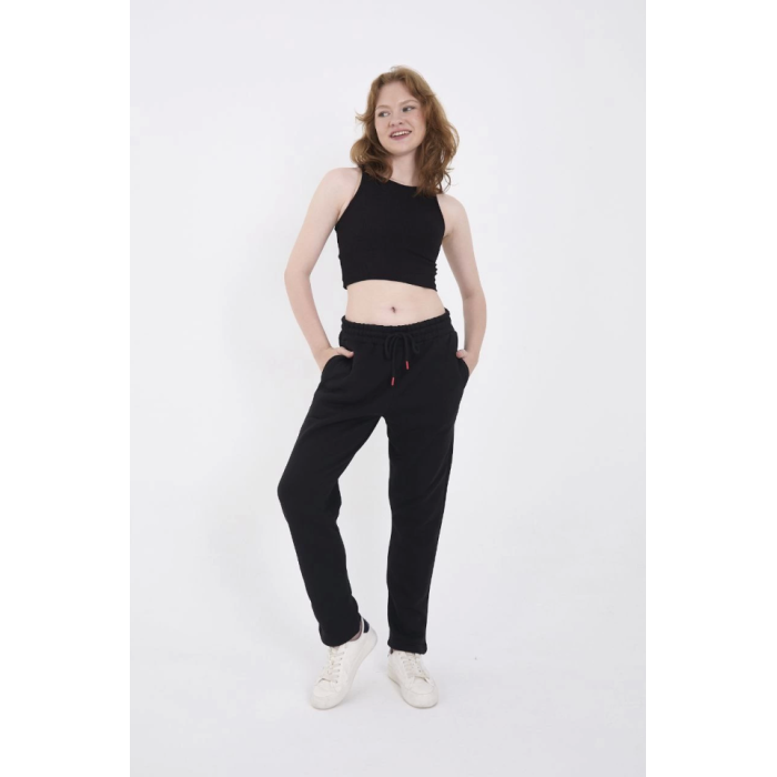 Unisex Üç İplik Basic Eşofman Pantolon - Siyah