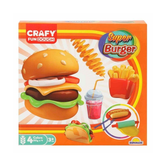 2015 Crafy Süper Burger Oyun Hamuru Seti 200 G 12 Parça