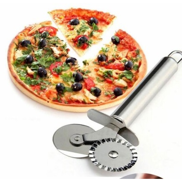 Çi̇ft Başlı Metal Pizza Kesici Ve Hamur Ruleti (4172)