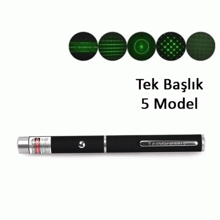 Yeşil Lazer Pointer 500 Mw 15 Km Etkili (Tek Başlık 5 Model) (4172)