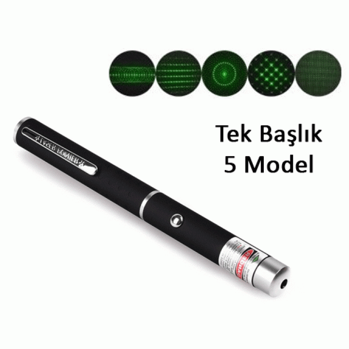 Yeşil Lazer Pointer 500 Mw 15 Km Etkili (Tek Başlık 5 Model) (4172)