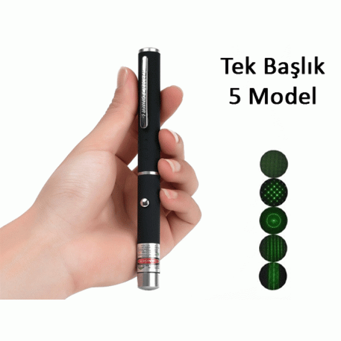 Yeşil Lazer Pointer 500 Mw 15 Km Etkili (Tek Başlık 5 Model) (4172)