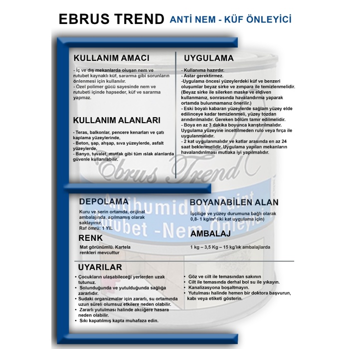 EBRUS TREND RUTUBET VE NEM ÖNLEYİCİ 18 KG-Beyaz