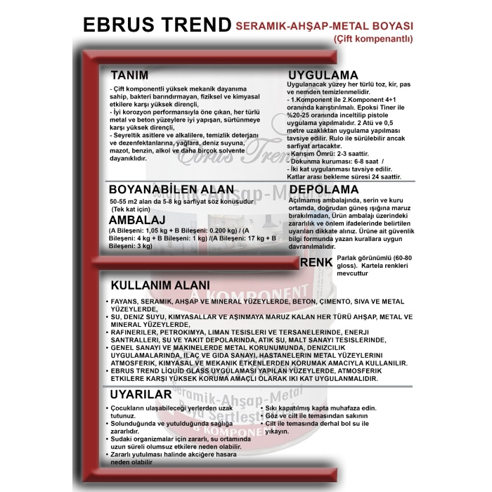 EBRUS TREND SERAMİK AHŞAP METAL BOYASI 17+3 KG