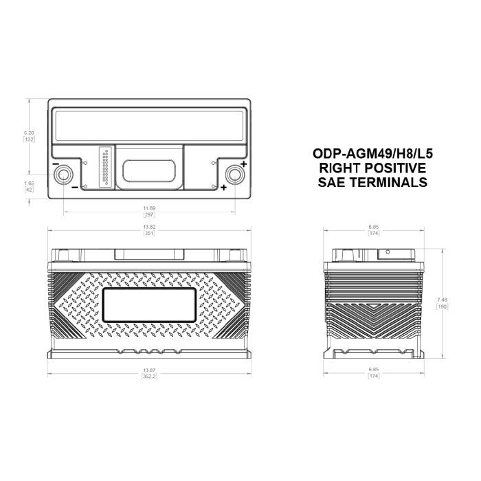 Odyssey Performance Series ODP-AGM49 H8 L5 (49-950 (LN5-H8)) / 12V 94Ah 950CCA Deep Cycle AGM Kuru Start&Servis Aküsü