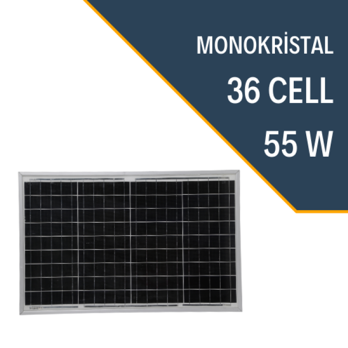 55W MONOKRİSTAL GÜNEŞ PANELİ