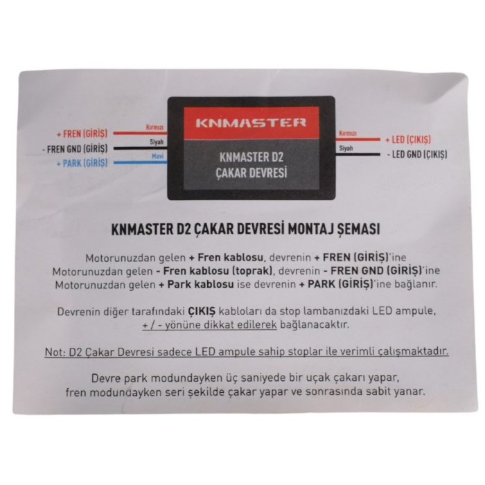 Knmaster D2 Motosiklet Arka Stop Uçak Kanadı Animasyonlu Çakar Devresi