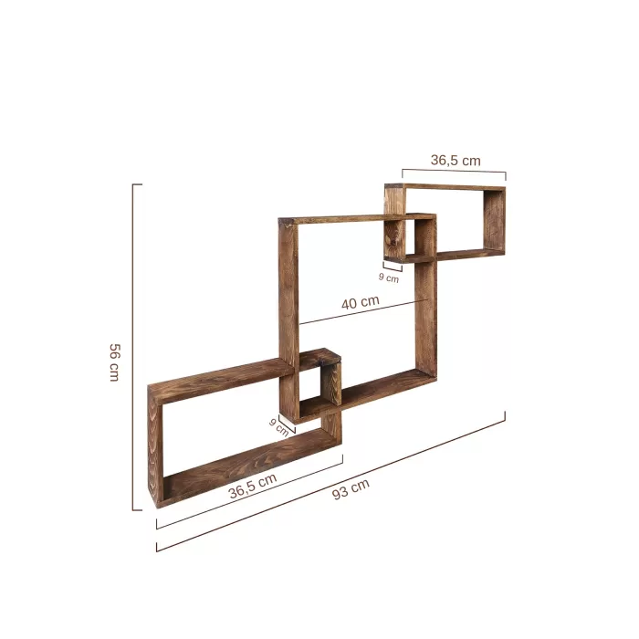 Ahşap Geçmeli Duvar Rafı 3lü