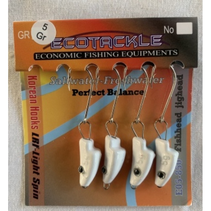 ECOTACKLE BEYAZ RENKLİ BALIK KAFALI 5 GRAM HAREKETLİ ZOKA