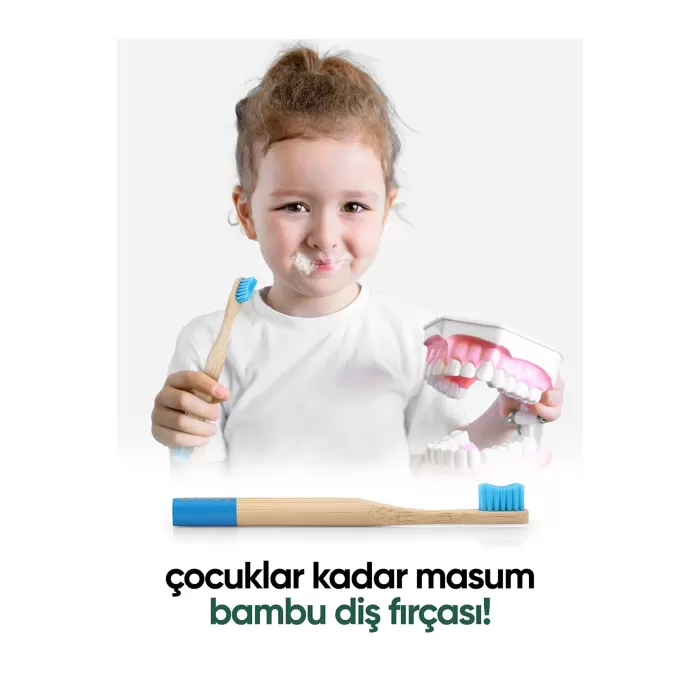 T-Brush Bambu Çocuk Diş Yumuşak Fırçası Mavi