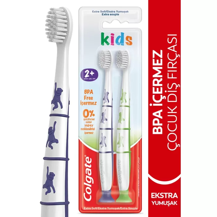 Colgate Ekstra Yumuşak 2 Yaş Çocuklar için Diş Fırçası 1+1