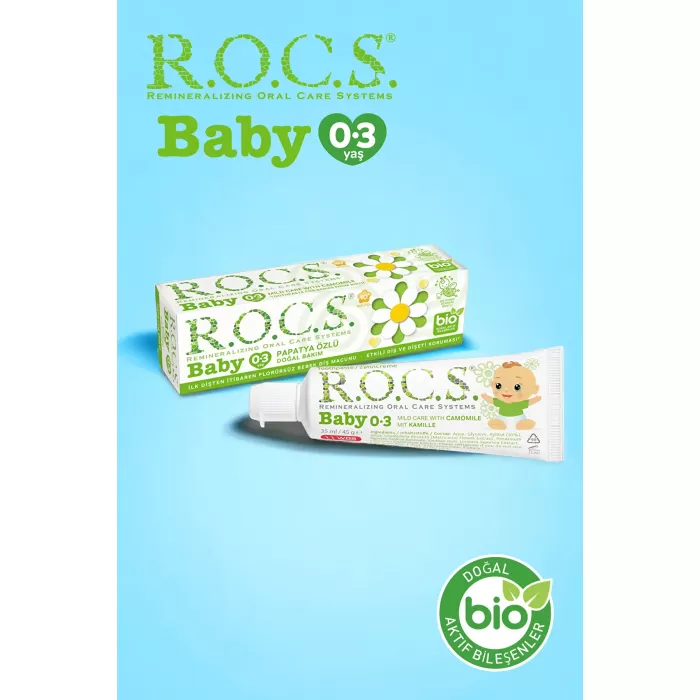 ROCS Baby 0-3 Yaş Papatya Özlü Yutulabilen Diş Macunu 35ml