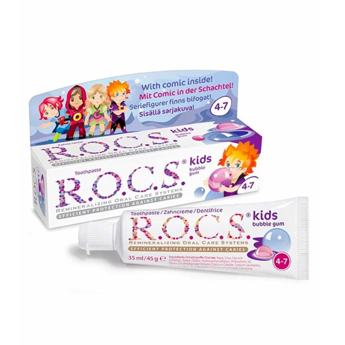 ROCS Kids 4-7 Yaş Meyveli Çocuk Diş Macunu (Balon Sakızı) 35ml